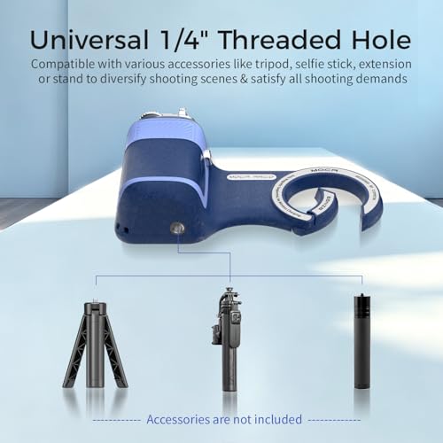 Image of Upgraded Mag-Safe Magnetic Camera Handle Grip with Extended Magnetic Phone Mount with Carabiner & Thumb Rest, Detachable Rechargeable Shutter Remote Compatible with iPhone Pro Max for Video Calls /TK