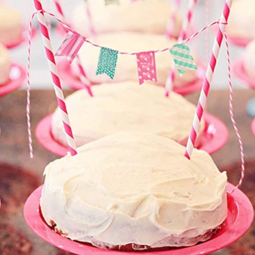 Image of G2PLUS 2MM Cotton String, 328 Ft Pink and White Cotton Twine for Gift Wrap