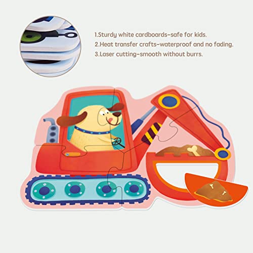 Image of TOI 6 Packs Large Piece Jigsaw Puzzles for Kids Ages 3-5 - Vehicle | My First Puzzle, Animal Shaped Floor Puzzles for Beginner, Preschool Learning Game, Educational Activity for Boys Girls Gift