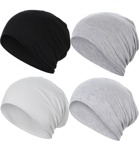 JarseHera Gorro de algodão macio para dormir, 4 peças, gorro de q...