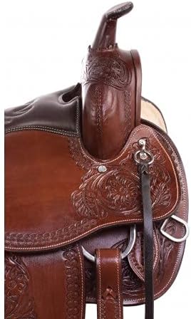 BNB International Leather Western Endurance Trail Horse Saddle Handmade Comfort with Horn Equestrian Horseback Riding Tack, Matching Headstall,Breast Collar,Reins Size:14"-18" inches Seat, M11