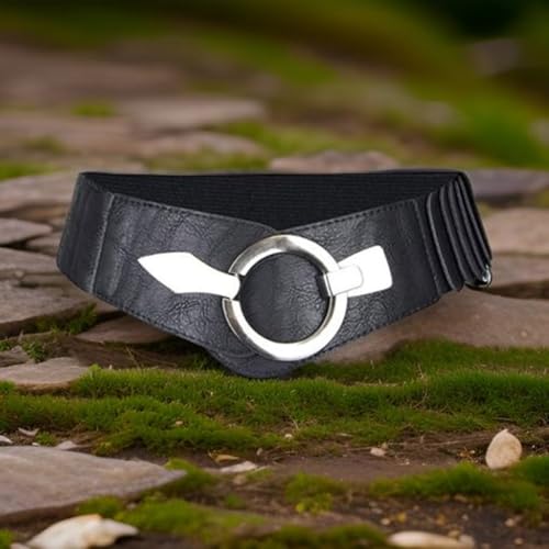 Fashionable Elastic Waistband Buckles Pattern Belt Adjustable Length Waistband for Jeans or Dresses4