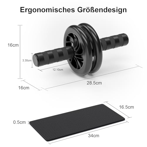 Bnlei Bauchroller mit Matte, Abdominal Trainer Bauchtrainer für Zuhause, Ab Roller Wheel Effektives Bauchmuskel Fitness Zubehör Trainingsgerät für Männer und Frauen