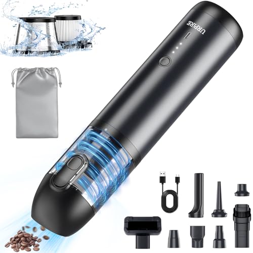 URPiRE Car Vacuum Cleaner-18000PA High Power,Rechargeable Handheld Vacuum Cleaner,Single Touch Empty, Type-C Fast Charging,3 in 1 Mini Blower Inflator Pump Vacuum Cleaner for Car,Home