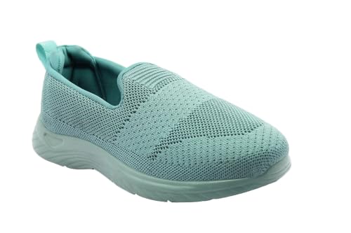 Image of WalkLine Women's Slip-On Walking Shoes | Lightweight Knitted Mesh Casual Sneakers | Soft PU Sole Comfortable Loafers | Breathable Running, Gym, Travel Shoes for Women