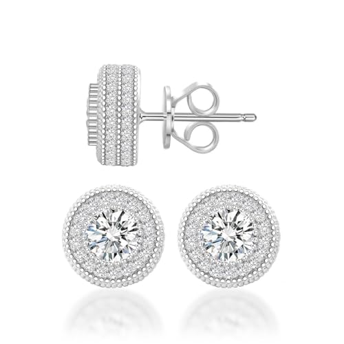 Jewelry S925 Round Moissanite Hip Hop Iced Out Halo Stud Earrings For Men Women Christmas Gifts