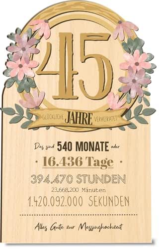 45th Wedding Anniversary, 45 Years, Brass Wedding Wooden Card (German Language), Wedding Card, Gift, Decoration - View 2