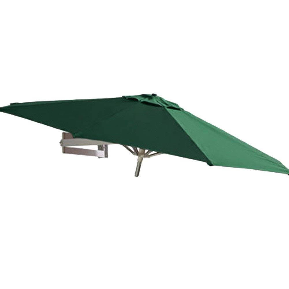 WDSOPK Outdoor Round Mounted Parasol, Patio Garden Balcony Yard Tilting Sunshade Wall Umbrella with Aluminium Frame, Wine Red-7.2ft/2.2m(Green-8.2ft)
