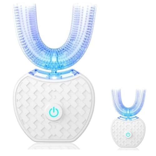 VoyageView電動音波歯ブラシ/超音波歯ブラシU字型/U 字型/大人の歯のホワイトニングブラシ/大人用ハブラシ/口腔清浄器/マグネット充電式/自動洗浄/360度磁気回転/磁気充電式 (ホワイト)