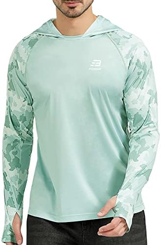 FOORSKI Mens Hoodies UPF 50+ Sun Shirts Long Sleeve Athletic Workout Running Hoodie Outdoor UV Protection Shirts Green XL