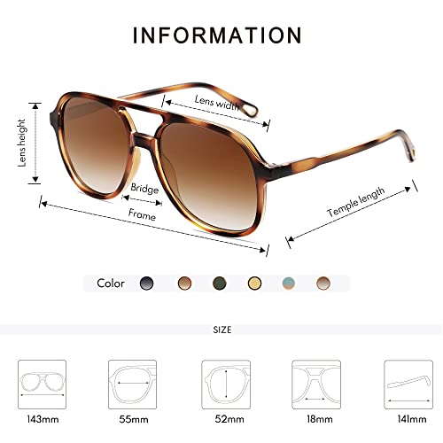 Retro Polarized Aviator Sunglasses Womens Men Vintage Double Bridge Square Sun Glasses AP3606