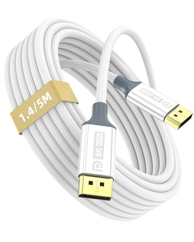 LMGKE DisplayPort 1.4 Cable to DisplayPort Cable，8K@60Hz DP Cable 32.4Gbps, Digital Video and Audio Connection for HDR, FreeSync, G-Sync, DSC 1.2, DTS-HD Gaming Monitor, Graphics Card, TV, PC, Laptop