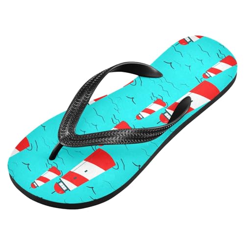 Seagull Lighthouse Blue Flip Flops for Beach Thong Sandals Anti-slip Lightweight Beach Slippers for Summer Outdoor Travel2