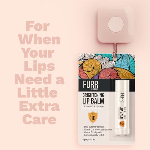 Image of FURR 1% Vitamin C & Kojic Acid Brightening Lip Balm with SPF 30 | Heals, Hydrates & Softens | Reduces Pigmentation | Almond Oil, Shea Butter, Vitamin E Infused | Lip Balm for Soft Glossy Lips | Unisex