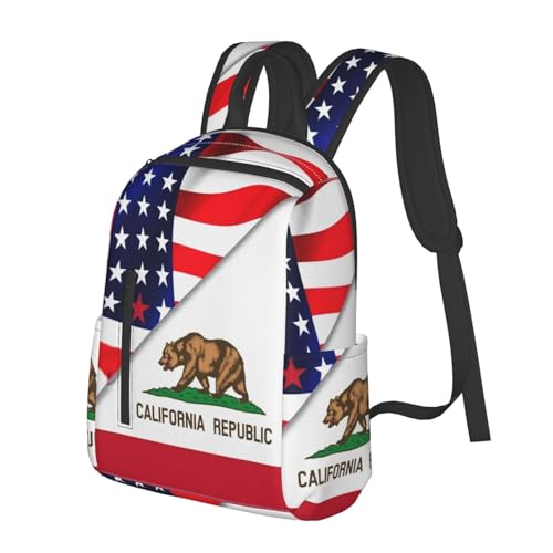 America Flag And California Flag Backpack Lightweight Casual Travel Daypack Mini Classic Basic Backpack For Women Men2