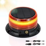 AnTom Solar LED Amber Strobe Light, Rechargeable 360° Flashing Warning Beacon Light with 9 Modes, Magnetic Base Waterproof for Vehicles, Trucks, and Outdoor Emergencies