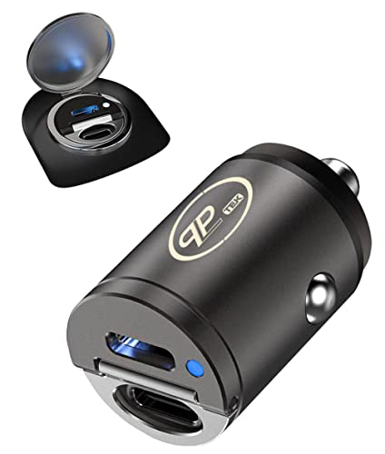 PLP TEK 30W KFZ Dual USB-C Ladegerät für Zigarettenanzünder, USB Ladeadapter kompatibel Laptop Tablet PD Auto Ladegerät Cover