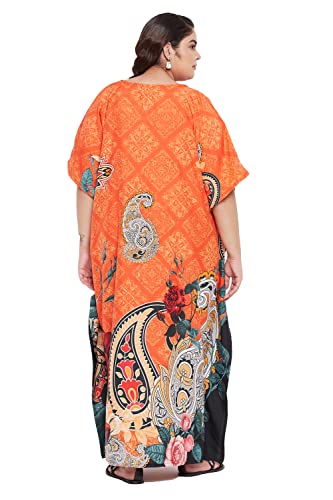 Image of Gypsie Blu Women Plus Size Kaftan Dress Beach Cover Up Maxi Dresses for Women, V-Neck Kimono Sleeve 1X-3X