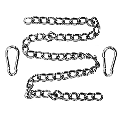 LONGHAO ChaîNe De Chaise Suspendue ChaîNe De Hamac 4-Mm ChaîNe en Acier Inoxydable Longueur De ChaîNe 100 cm/39.37in, avec Deux Mousquetons, pour Les BalançOires, Les Chaises Suspendues Cover