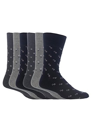 6 pares de mens Gentle Grip sin calcetines elásticos, 39-45 eur colores surtidos cuadrados (MGG45)
