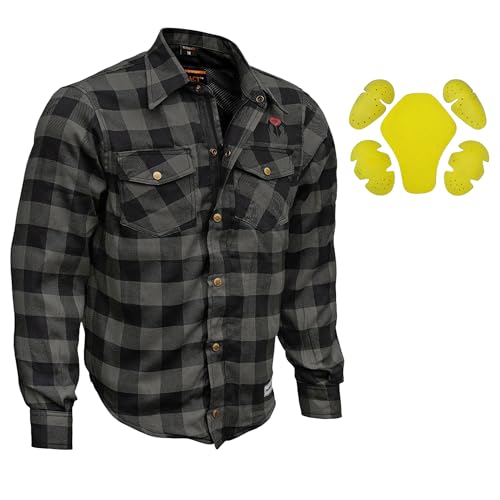 RIDERACT Motorcycle Flannel Shirts Mens Aramid Fiber Reinforced Motorbike Riding Armored Shirt Protective Gear Biker Jacket