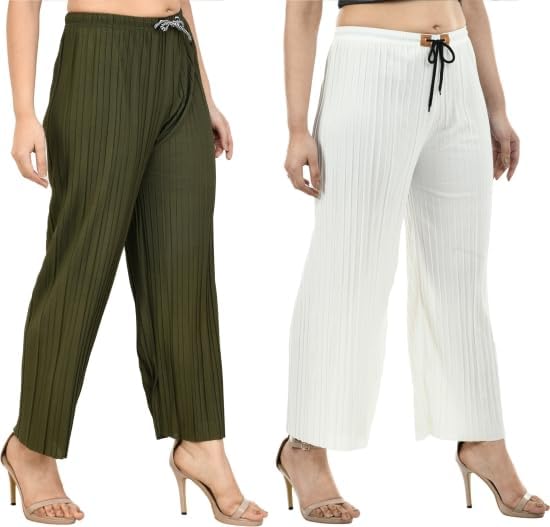 Image of Women's Lycra Palazzo - Stretchable & Comfortable | Premium Fabric | Stylish Free Size Bottom Wear for Casual, Office & Party Outfits