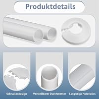 Hohitenz Heizungsrohr Verkleidung Weiß – Rohrverkleidung für Heizungsrohre Ø15–18mm Länge 200mm – Rohrisolierung, Heizrohrverkleidung, Abdeckung Heizungsrohr Boden (10+10 Set (Rohr + Rosette)) – Ansicht 3
