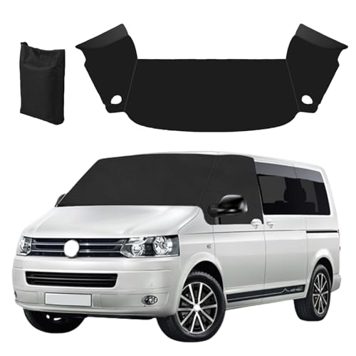 Sepzlly Windscreen Cover for VW Transporter T5/T5.1 2003-2015 Car Front Window Sun Protection Sunshade Frost Snow Thermal Mats Windshield Covers 600D Oxford Anti-UV Blackout Waterproof Screen Wrap