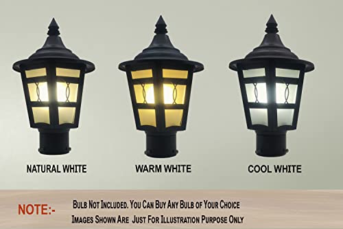 Image of WHITERAY Pillar Main Gate Light for Outdoor Fence Decorative Waterproof Post Lamp for Driveway Entrance, Boundary, Patio, Yard Lighting (Without Bulb)