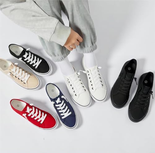 Women Canvas Sneaker Slip On Casual Shoes Lace Up Canvas Low Top White Shoes Loafers for Women Fashion Full Black Sneaker(Full Black,US7.5) by XRH - Used condition - Image 7