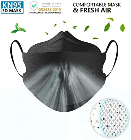 KN95 Face Masks 100 Pack, Breathable Comfortable and Disposable KN95 Mask, Black