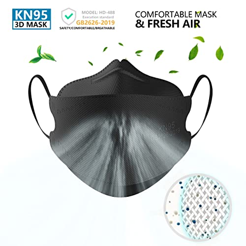 KIMARS KN95 Face Masks 50 Pack, Breathable Comfortable and Disposable KN95 Mask, Black - Thumbnail 5