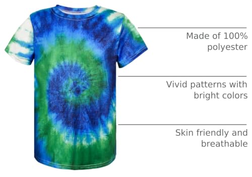 Image of Boys Tie Dye Shirts 3-12 Years Hippies Crewneck Kids Short Sleeve Tee