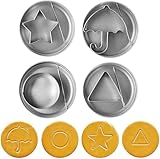 Prowalk Korean Sugar Candy Making Tools,12 PCS Korean Sugar Candy Making Tools Stainless Steel Cookie Cutters Squid Sugar Game Kit Triangle Umbrella Star Round Shaped Biscuits Molds for Party