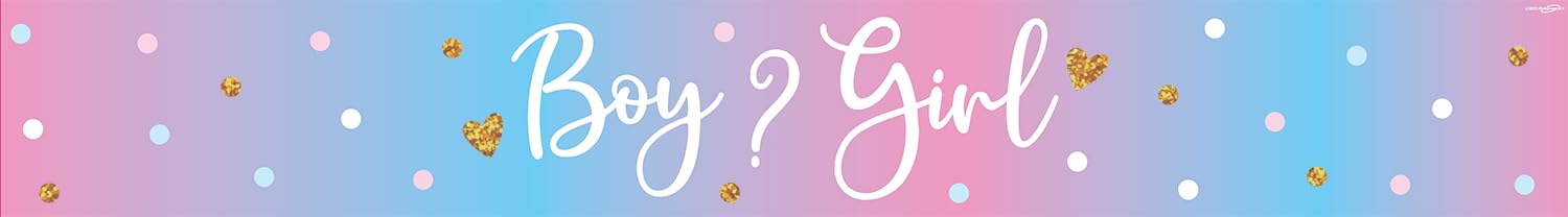Gender Reveal Banner Baby Shower Boy or Girl Holographic Party Decoration 9ft