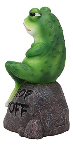 Estatua Decorativa Rana Grosera Sobre Roca Verde miniatura 3