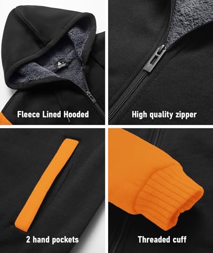 Image of SCODI Hoodies for Men Heavyweight Fleece Sweatshirt Zip Up Thick Jacket