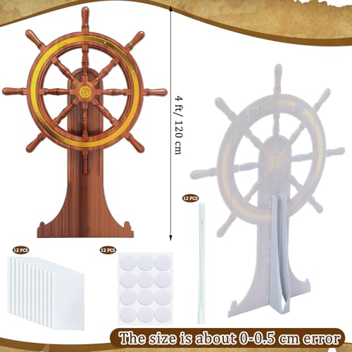 DoubleFill 4 Feet Ship Wheel Cardboard Cutout Nautical Party Decorations Stand up Large Captain Wheel Photo Props Back Drops for Pirate Nautical Party Home Outdoor Decor - Image 2