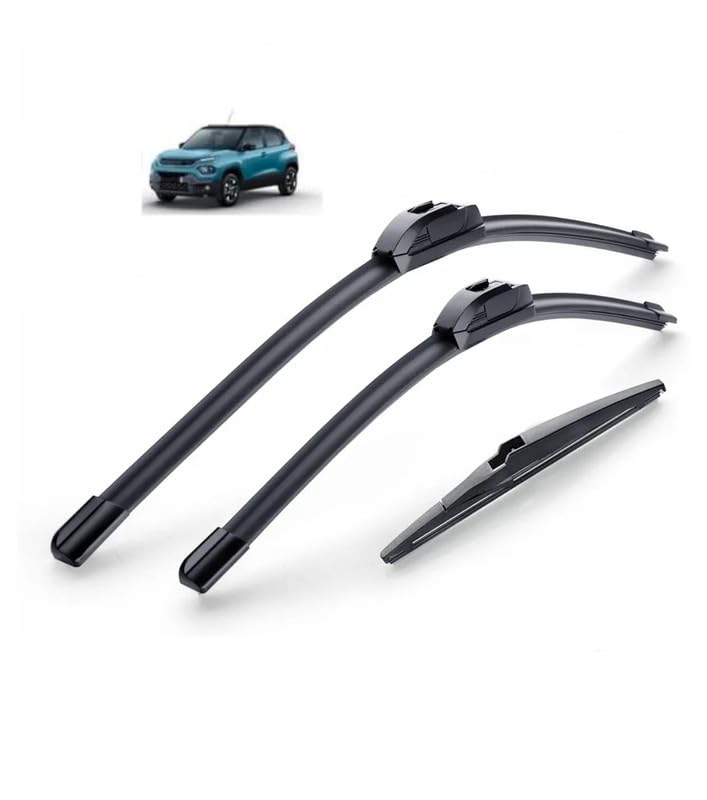 Image of AWB 24 inch+16 inch Frameless /Soft Wiper Blades with 12 inch Rear Specific Wiper Blade Replacement Set for Tata Punch(Set of 3)