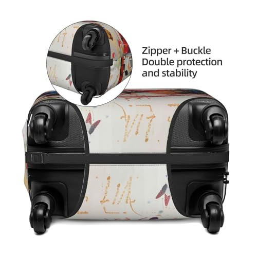 Musica Butterfly Print Travel Luggage Cover - Personalization Elastic Suitcase Protector,S(Fit 18-21 Inch Luggage)4