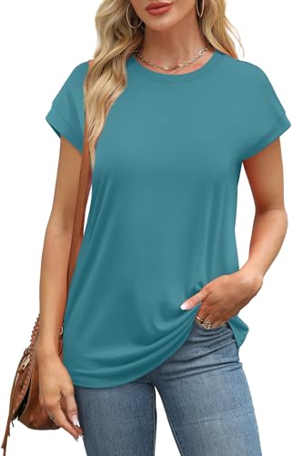 Image of Alaroo Womens Summer Tops Short Sleeve Shirts Crew Neck Cute Trendy Tunic Blouses (S-3XL)
