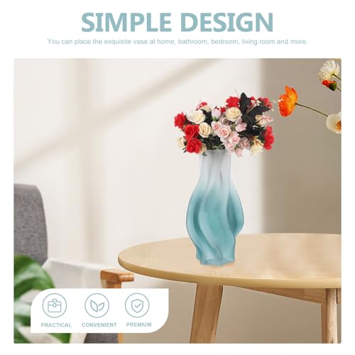 Vase en verre dépoli vert pour plantes et fleurs, déco de chambre chic
