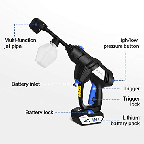 mrliance Battery Power Washer, Portable Power Washer Cleaner ,Cordless Pressure Washer Surface Cleaner, 40V Power Electric Pressure Washer with Accessories Kit Battery and Charger Included