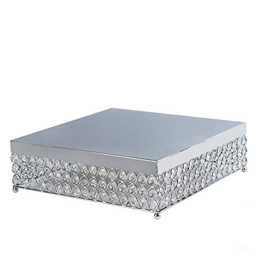 Tableclothsfactory 14 Bejeweled Silver Square Crystal Beaded Stainless Steel Chandelier Wedding Cake Stand