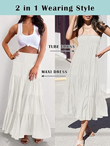 KASTWAVE Women's 2 in 1 Maxi Skirt - High Waist Ruffles A Line Long Length With Drawstring