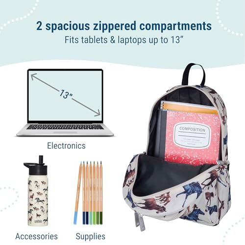 Image of Wildkin 15 Inch Backpack for Boys /Girls, Horse Dreams | Ages 5-10, padded straps, side water bottle pocket - coordinates with matching Wildkin lunch boxes and water bottles