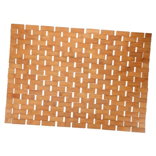 FUNOMOCYA Alfombrilla De Baño De Bambú 40x60 Cm Color Carbonizado Antideslizante Artesanal Esterilla Resistente Al Agua para Ducha y Baño Hogar