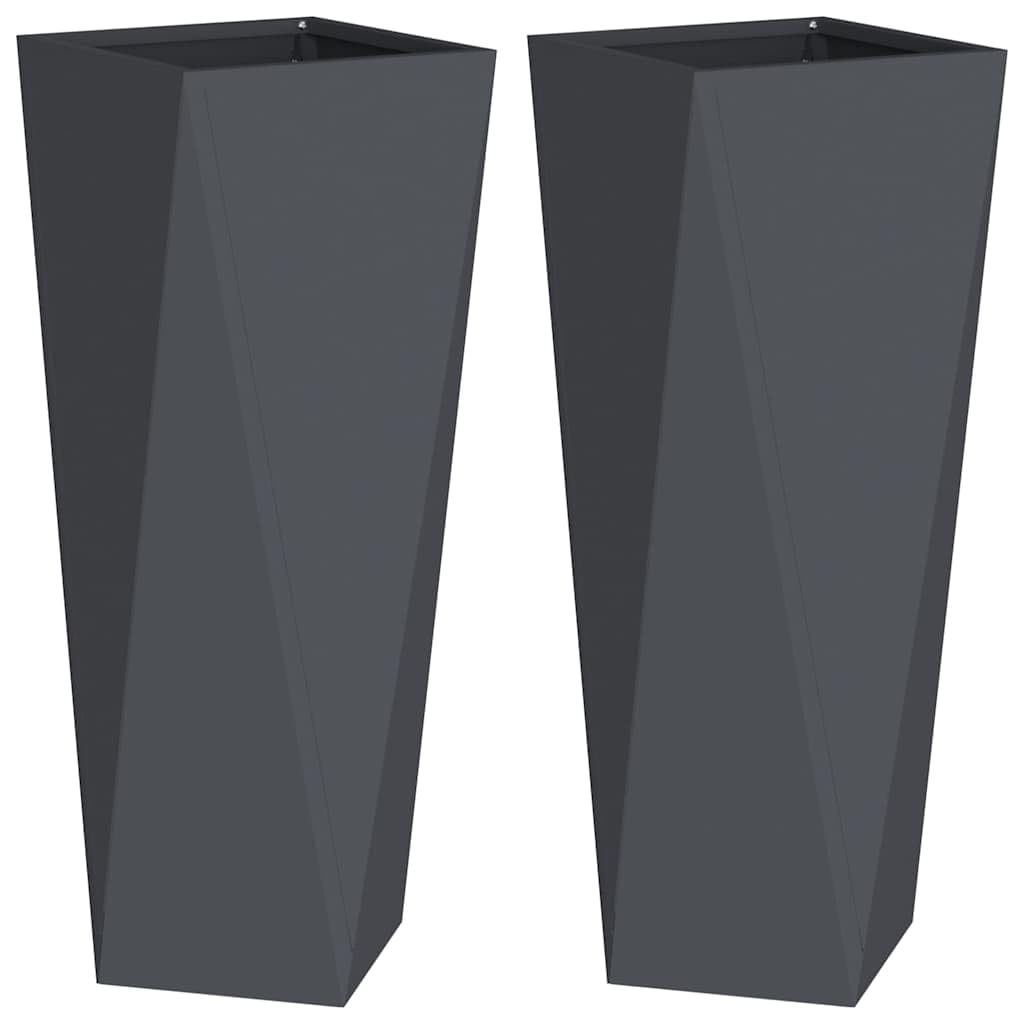 Generico Fioriera 2 PCS Antracite 30 x 30 x 75 cm Acciaio