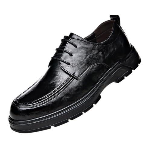Men's Breathable Comfortable Soft Leather Business Casual Lace-Up Oxfords for Dad