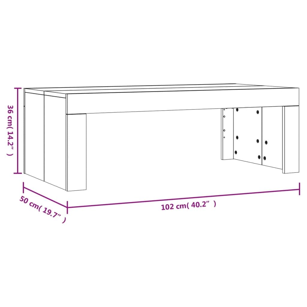 Couchtisch Weiß Holzwerkstoff 102x50x36 cm Stabiler Wohnzimmertisch mit Ablage Praktischer Beistelltisch Moderner Sofatisch für Teetisch und Kaffeezubehör